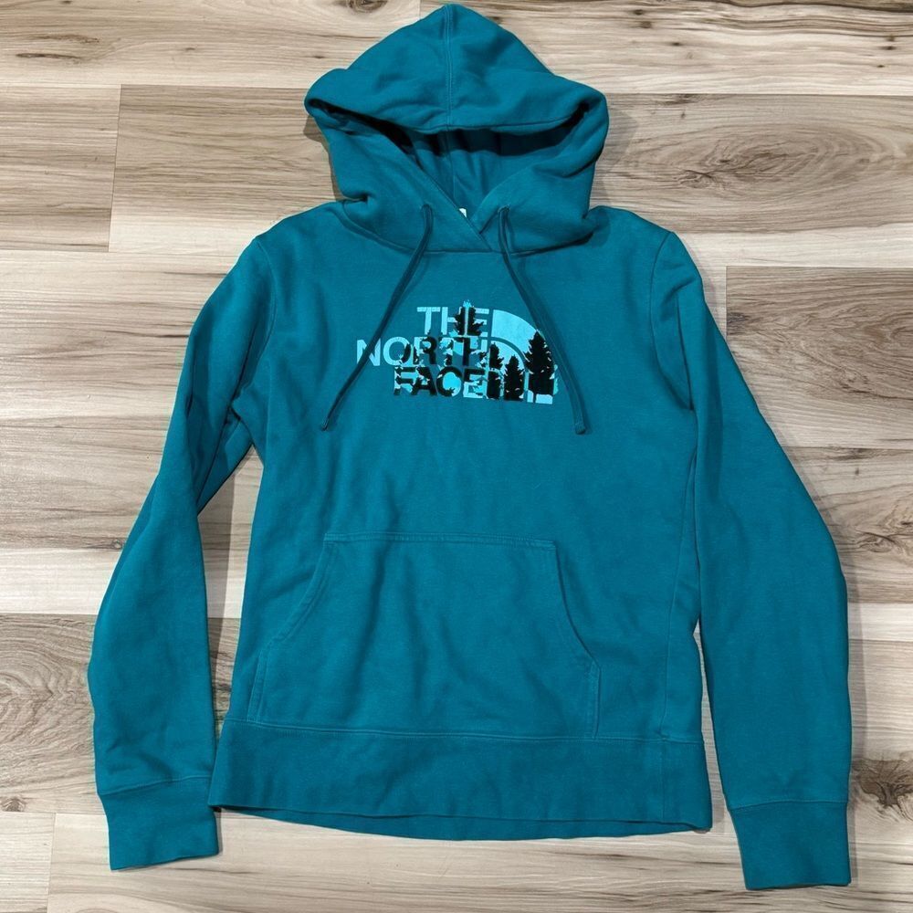The North Face Teal Graphic Hoodie Sweatshirt Outdoors Women’s Small